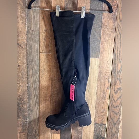 VIVICA-08 Faux Suede Lycra Over The Knee High | Mercari VIVICA-08 Faux Suede Lycra Over The Knee High Lug Sole Chunky Heel Boots 6W